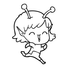 cartoon alien girl laughing