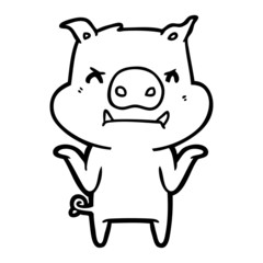 angry cartoon pig shrugging shoulders