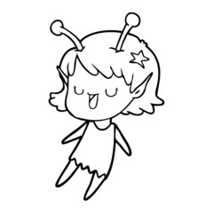 happy alien girl cartoon