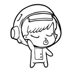 cartoon pretty astronaut girl