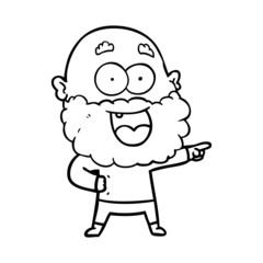 cartoon crazy happy man with beard