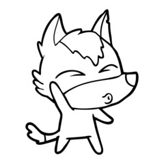 cartoon waving wolf whistling