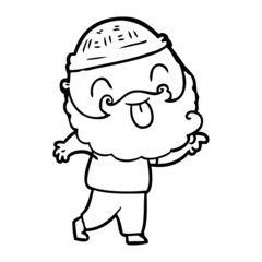 man with beard sticking out tongue