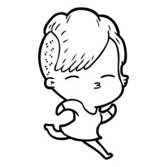 Obraz premium cartoon squinting girl running