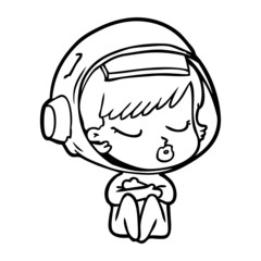 Obraz premium cartoon pretty astronaut girl