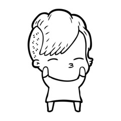 cartoon squinting girl