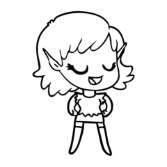 happy cartoon elf girl