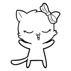cartoon cat with bow on head