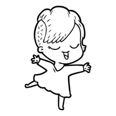 happy cartoon girl dancing