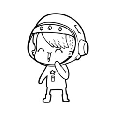 happy cartoon space girl