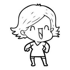 Fototapeta premium cartoon happy woman