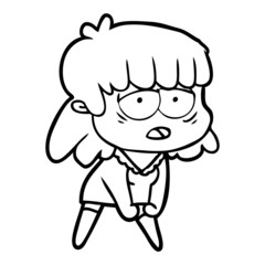 cartoon tired woman