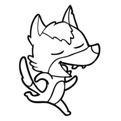 cartoon running wolf laughing