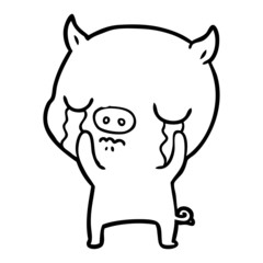 Fototapeta premium cartoon pig crying