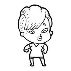 Obraz premium cartoon surprised girl