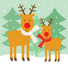 Fototapeta premium reindeer family christmas card design