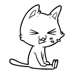 cartoon sitting cat hissing