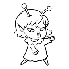 pretty cartoon alien girl