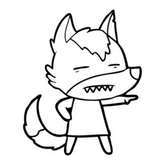 cartoon wolf showing teeth
