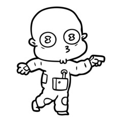 cartoon weird bald spaceman