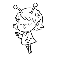 happy alien girl cartoon