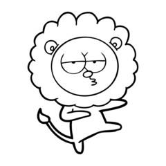 cartoon bored lion dancing
