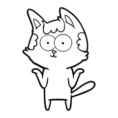 happy cartoon cat shrugging;shoulders