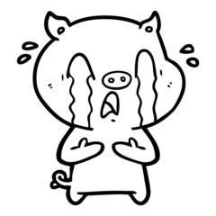 crying pig cartoon