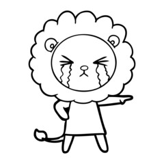 cartoon crying lion wearing dress