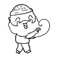 happy bearded man grabbing