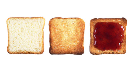 Three slices of toast bread