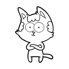 happy cartoon cat with crossed arms