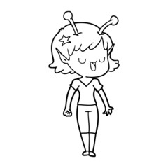 happy alien girl cartoon