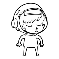 cartoon pretty astronaut girl