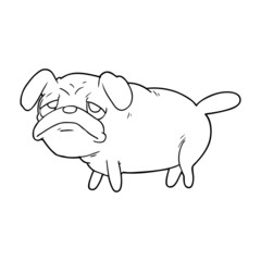 cartoon unhappy pug dog