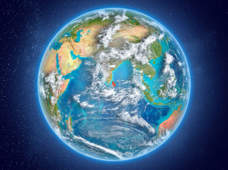Sri Lanka on planet Earth in space