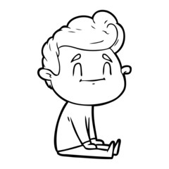 happy cartoon man sitting on floor