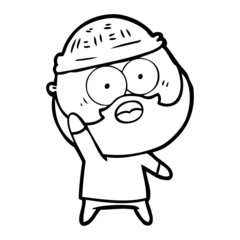 Obraz premium cartoon bearded man holding up hand