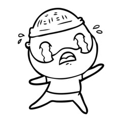cartoon bearded man crying