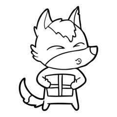 cartoon christmas wolf whistling