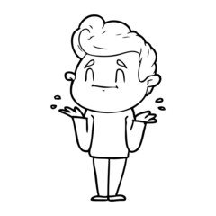 happy cartoon man shrugging