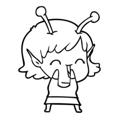 cartoon alien girl laughing