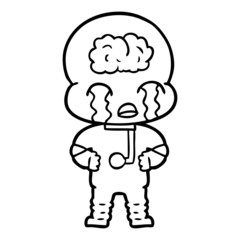 cartoon big brain alien crying
