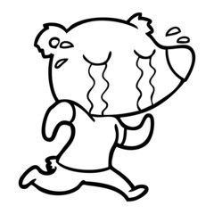 cartoon crying bear running