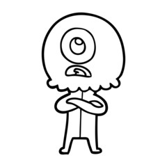 cartoon cyclops alien spaceman