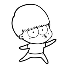 Obraz premium nervous cartoon boy
