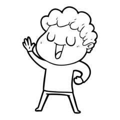 waving cartoon man