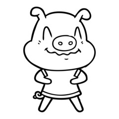 nervous cartoon pig