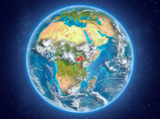 Obraz na płótnie Canvas Uganda on planet Earth in space