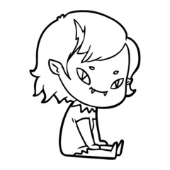 cartoon friendly vampire girl sat down